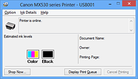 Canon : PIXMA Manuals : MX530 series : Checking the Ink Status